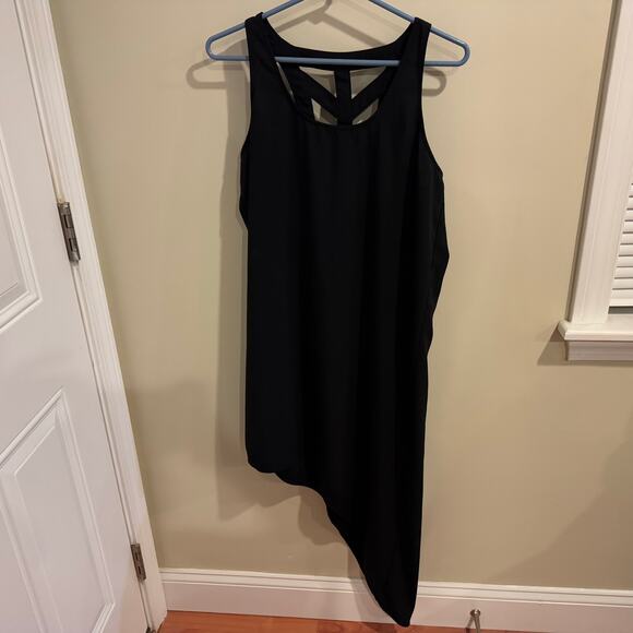 Mossimo Strappy Back Asymmetrical Black Shift Tank Dress Size Medium - Picture 2 of 8